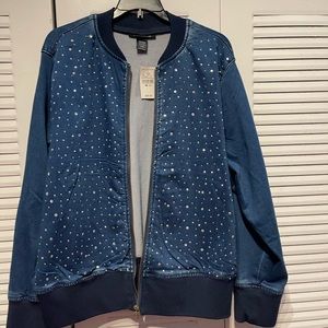 Brand new Ashley Stewart Rhinestone Bomber Jacket size 18/20
